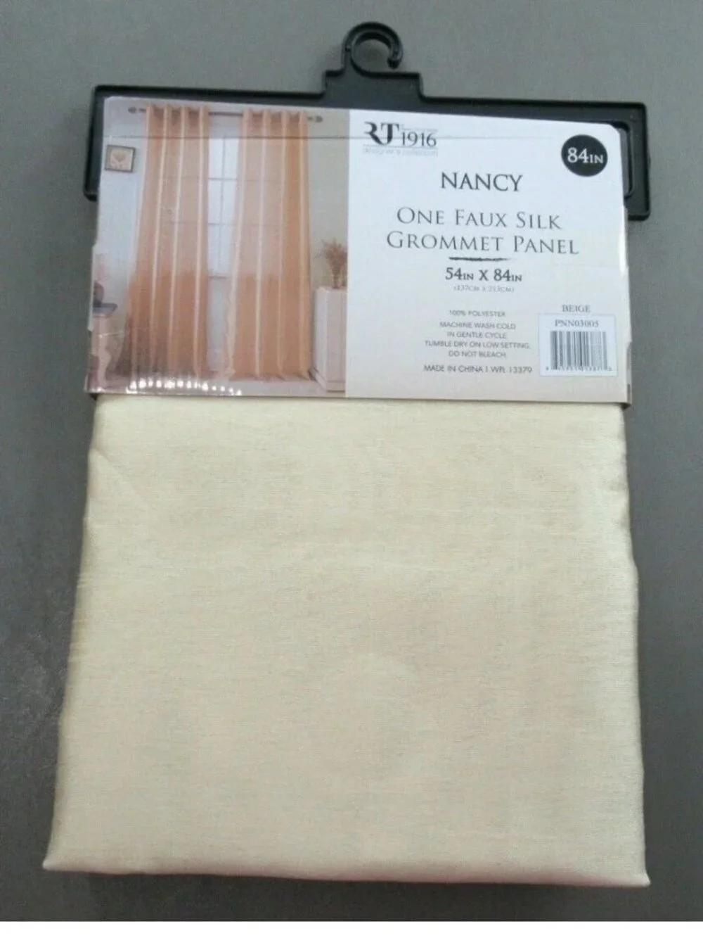 RT Designers Collection Nancy 54'' X 84'' Faux Silk Curtain Panel, Beige 1 Panel
